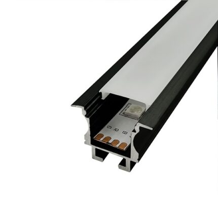 MA613-UZ-C Crni aluminijumski profil za LED trake ugradni set sa difuzorom i žabicama 19x25x2000mm Mitea Lighting