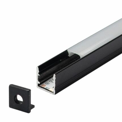 MA1010-C CRNI Aluminijumski profil za LED trake 10x10x2000mm nadgradni sa difuzorom 2m Mitea Lighting